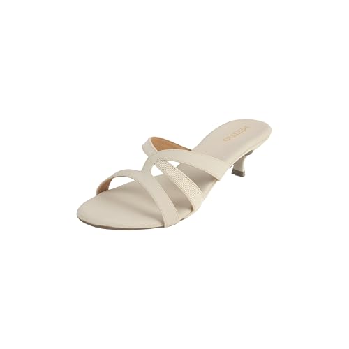Image of Metro Women Synthetic Leather Kitten Heel Slip-on Sandal
