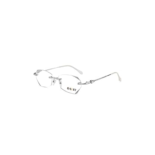 LUFF Óculos de leitura sem aro para mulheres, sem moldura, metal, moderno, corte diamante, borda cortada, luz azul, leitores de computador, antifadiga ocular, Prata, 4.0x