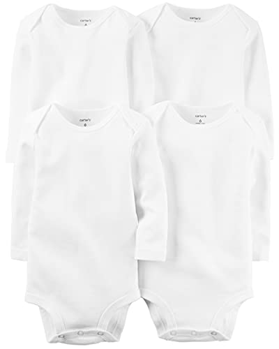 Carter's 4 Pack White Long Sleeve Bodysuit (3M)
