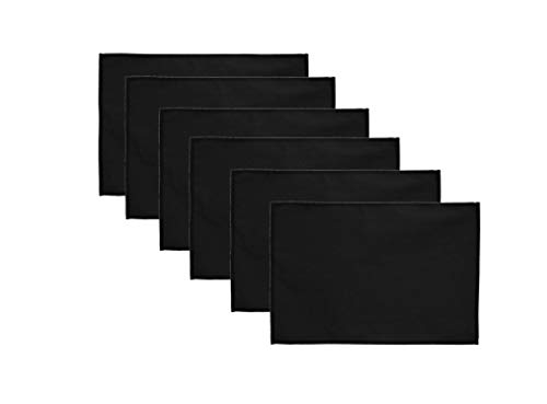 Lify Cotton Canvas Placemats - DIY Table Mats Heat-Resistant Non-Slip Insulation Table Runner for Kitchen Dining Room Table Decoration- Set of 6 (Black)