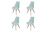 Asiento ergonómico realizado en polipropileno mate con cojín fijo. Patas de madera maciza