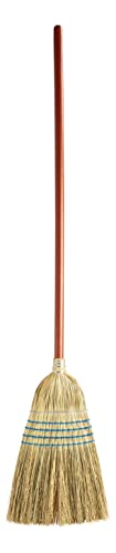 Image of Rubbermaid Commercial Products Heavy-Duty Corn Broom, 1 1 /8-Inch Wood Handle, Blue, Indoor /Outdoor Broom for Courtyard /Garage /Lobby /Mall /Office, Pack of 12