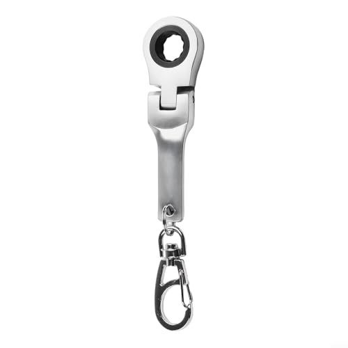 EaseSunny Llave de trinquete de 10 mm, llave giratoria de 180 grados para reparación de automóviles, herramienta de mano compacta de metal, acabado plateado, portátil (plata mate)