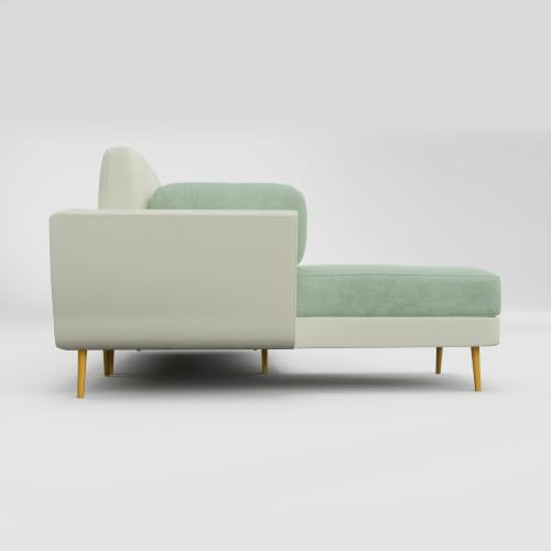 Image of Nuvola Air Premium Latex Fabric Sofa | 3, 4 & 5 Seater Options | 2 & 3-Toned Variants | Ultra-Soft Deep Seating Comfort | Modern Living Room Sofa | 3-Year Warranty (Mint Green and White, LHS, 4)