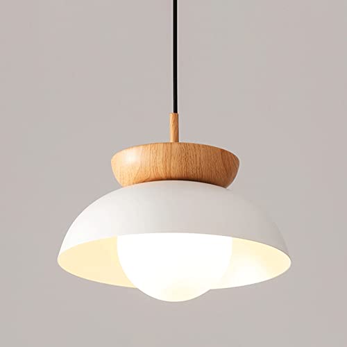 Luminaires réglables de plafond suspendu en verre blanc soufflé et finitions grains de bois
