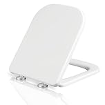 Mass Dynamic Square Toilet Seat with Soft Close Top Fix Toilet Seats with One Button Quick Release Cleaning for Better Hygiene, Rectangle Loo Seat with Adjustable Hinges
