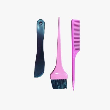 Kit Tigela Coloração, Química Cumbuca + Pincel, Pente e Escova Magica Largo Tintura (Rosa)