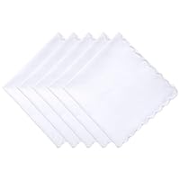 ElevateTech Damen Klein Weiß Taschentücher, Baumwolle Stofftaschentücher Set mit Gewelltem Rand, Stofftaschentücher Einstecktuch Handtuch Weiß Damen-Taschentücher Braut-Hochzeitsgeschenk (30 cm)