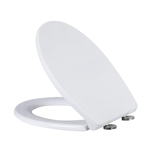 LOORMEI Oval Quick Release Toilet Seat-with Soft Close & Hinges for Easy Cleaning，Standard Oval Toilet Seat Top Fixing，Robust and wear-Resistant（44.6 * 37 * 4cm）