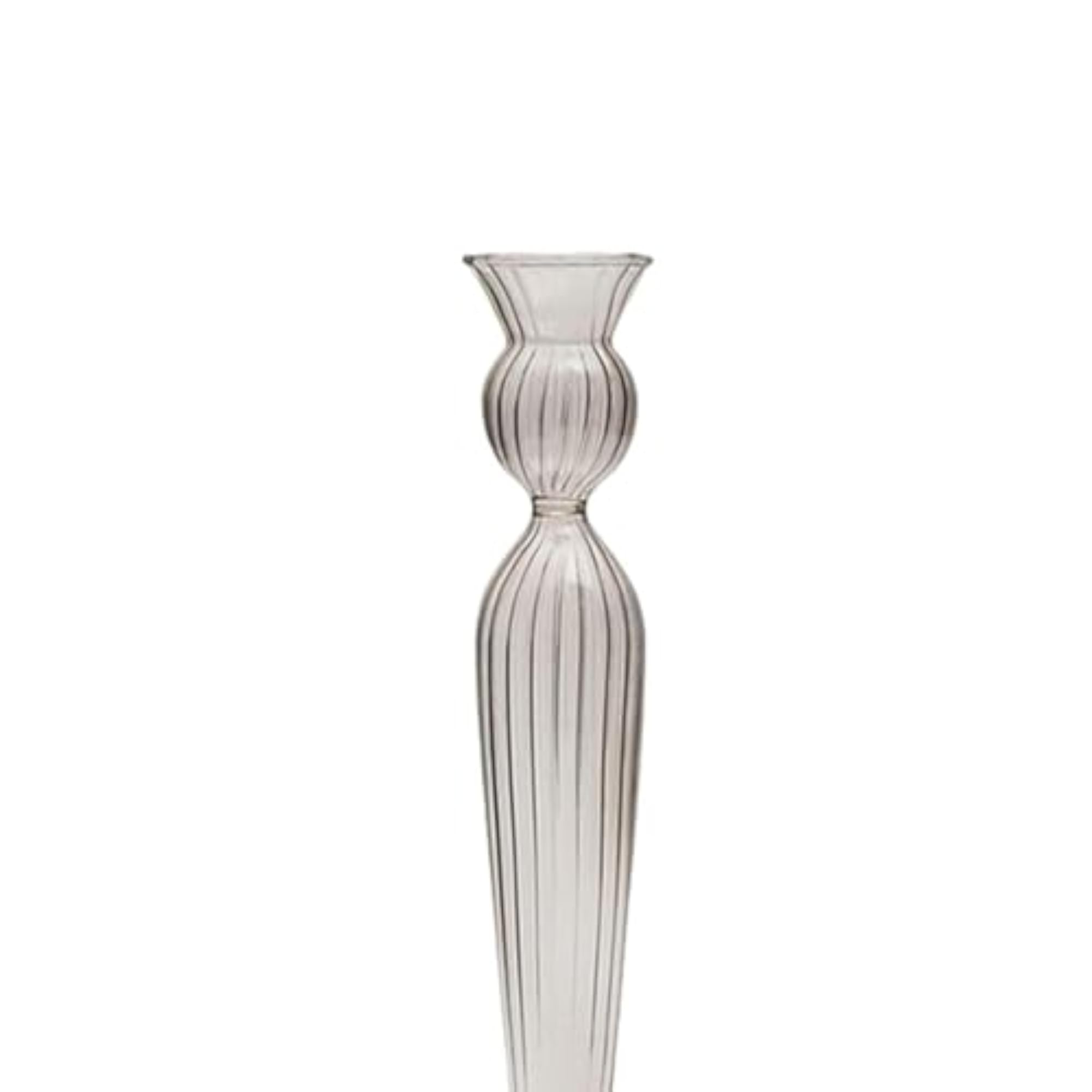 Glass Taper Candle Holder Table Ornament, Light Pink