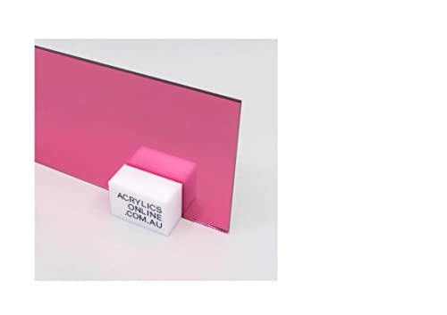 Image of 1 /8 inch (3mm) Pink Mirror Acrylic Plexiglass Plastic Sheet 24 inch x 12 inch Nominal Size AZM Displays