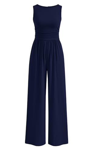 PRETTYGARDEN One Piece Jumpsuits for Women Dressy Casual Sleeveless Crewneck