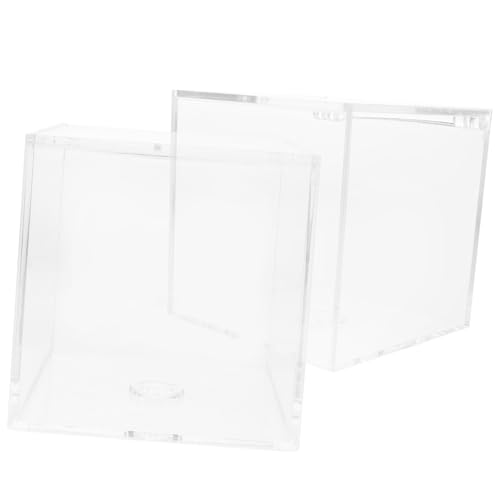 ARTSEWPLY 2 piezas Caja Organizadora Transparente con Tapa Abatible Diseño Cuadrado para Almacenamiento y Exhibición de Joyas y Figuras Pequeñas de Unidades de Protector Antipolvo y