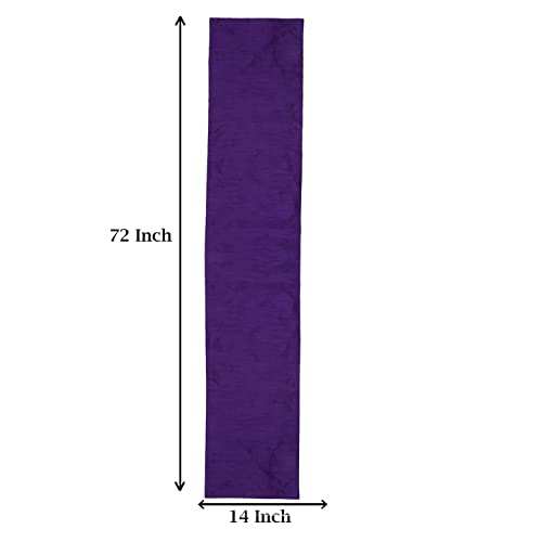 Image of E-EZRA Premium Raw Silk Table Runner for Centre Table / Coffee Table / 4 Seater / 6 Seater Dining Table (72 Inch, Purple)