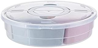 POHOVE Candy and Nut Serving Container Divided Serving Dishes Plastics Appetizer Tray with Lid Round Snack Divided Platter 5 Compartment Container for Nut Candy Dried Fruit