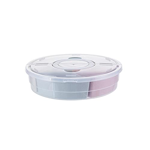 Nut and Candy Serving Container with Lid, 5 Colorful Compartment Plastic Food Storage, Portable Appetizer Tray for Lunch, Snack, Parties, Divided Camping Snack Plate(Color box style)
