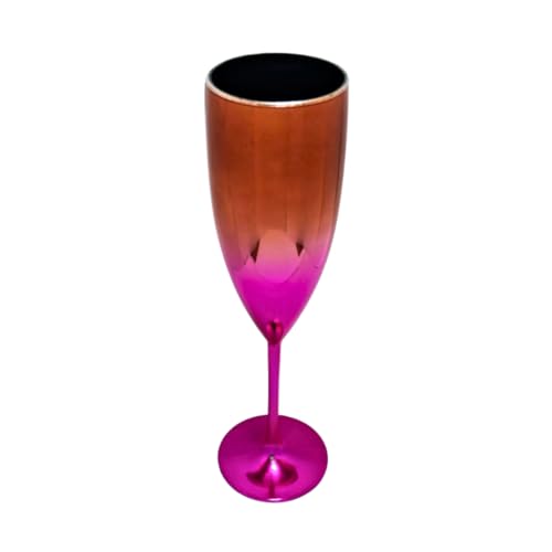 6 Taças Champanhe Acrílico Metalizada 160 Ml Para Festas/Comemorações (Pink Degrade)