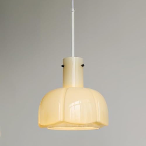 Lustre en verre blanc milky suspendu avec projecteur de plafond chic
