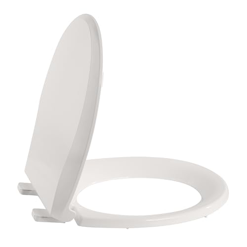 Toilet Seat Round Toilet Seat Cover Biscuit Color Soft Close PP Toilet Seat for Bathroom, Durable and Easy to Clean