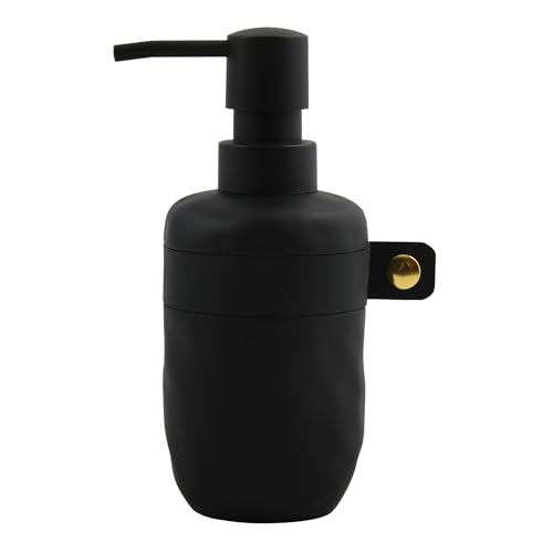 Spirella Seifenspender Lio | mit Edelstahlpumpe | Flüssigseifen-Spender | Polyresin| 300ml | Langliebig und Robust | schwarz, Grey