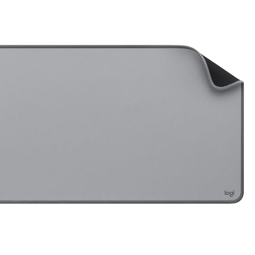 Logitech Desk Mat - Studio Series, Multifunktionale große Unterlage, Erweiterte Mausmatte, Anti-Rutsch-Gummiboden, Spritzwassergeschützt, Langlebig - Grau