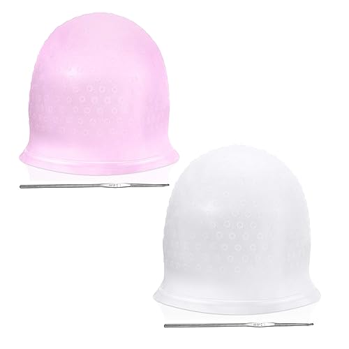 Gorro para Mechas Reutilizable de Silicona Herramienta de Tinte y Coloración para Cabello con Ganchillo de Metal, Herramientas Profesionales de Peluquería