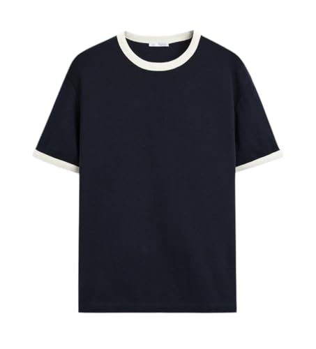 Image of Alan Jones Clothing Men's Regular Fit Stretch Cotton T-Shirt | Round Neck Short Sleeve Contrast Trim Tee | Casual Crew Neck T-Shirt for Men