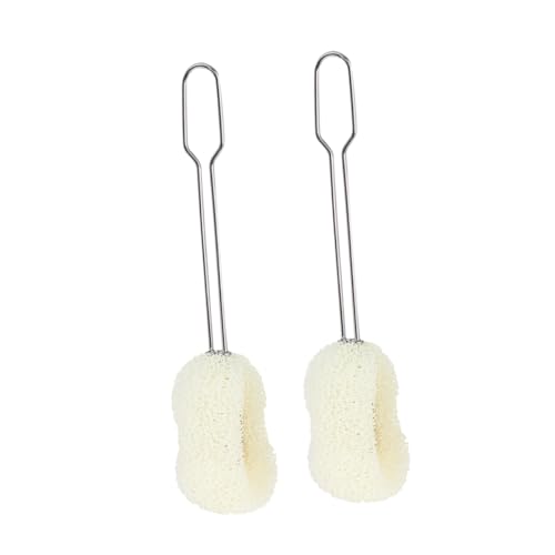 minkissy 2pcs Cleaning Brush Bottle Cleaning Sponge Bottle Sponge Cleaner Brush Cup Brush Scrubber Teacups Brush Bottle Brush Long Handle Shoe Brush Stainless Steel
