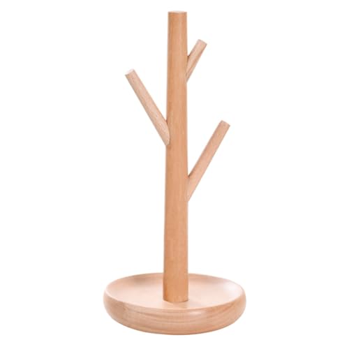 SUPVOX Estante para Joyas de Madera Forma de Árbol, Soporte para Pendientes y Colgador de Collares, Organizador Compacto para Exhibición de Anillos y Pulseras en Tocador