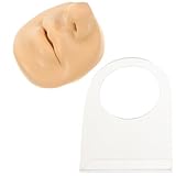Healeved Modelo Facial Flexible para Práctica de Piercing con Soporte Parte Corporal Simulada Realista Piel Suave para Exhibición y Entrenamiento de Perforación Nasal y Labial Color Piel