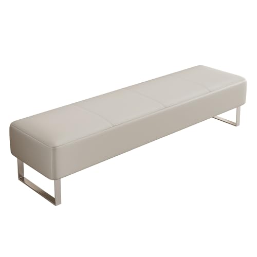 待合室用椅子、ロビー会議受付ベンチ、PUレザーオフィスゲストチェア、空港クリニック病院銀行サロン理髪店用待合レジャーソファ(Beige,100x40x40cm)