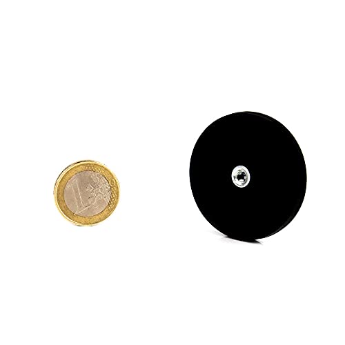 Lot de 2 plots magnétiques anti-glisse percés, Diamètre 31mm, Trou taraudé M4, Puissance 9kg Cover