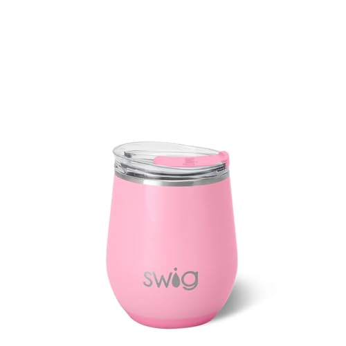 Swig Life 12oz Insulated Wine Tumbler with Lid, Shimmer Bubblegum