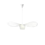 Pendant Lights, Nordic Modern French Fabric Light Living Room Hat Internet Famous Restaurant Bedroom Straw LED Pendant(Cold,White Boby_D120CM)