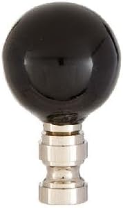B&P Lamp® Smooth Ceramic Design, Black Ball Finial, Solid Brass Nickel Plated Brass Base