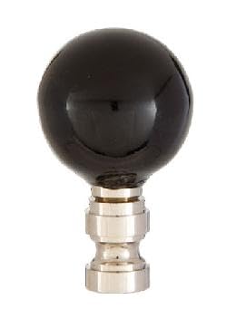Image of B&P Lamp Smooth Ceramic Design, Black Ball Finial, Solid Brass Nickel Plated Brass Base