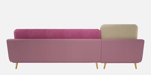 Image of Polyester Velvet Contemperory Sofa Set with Cushion Chaise Lounge, Sectional Sofa Perfect for Your Living Room,Guests Room & Office. (Pink & Beige, RHS 5 Seater)