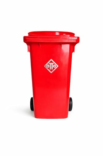 Image of OTTO Plastic Manual-Lift Garbage Waste Dustbin with Wheels 120 Ltr Red