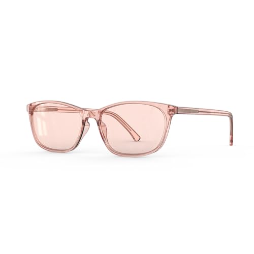 Bloomoak Rose Tinted Migraine Glasses, FL- Flex Light Sensitivity Relief Glasses for Fluorescent LED Glare, Photophobia, Eye Strain (Blush Pink - 52% - Transparent Petal Pink)