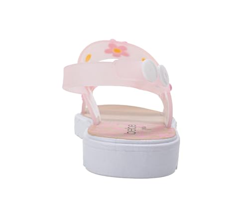 Image of bebe Girl's Flat Sandals - PCU Sandals with Flower, Bow, and Rhinestone Details for Toddler /Little Kid /Big Kid