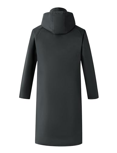 Ubon Mens Long Rain Coat Waterproof with Hood, Lightweight Rain Jacket Spring Windbreaker for Travel and Hiking2