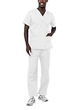 Adar Uniforms Universal Unisex Scrubs - Drawstring Scrub Set 701 White L