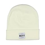 Neff Men's EST.2002 Embroidered Patch Cuff Knit Beanie Cap Hat OSFM Off-White