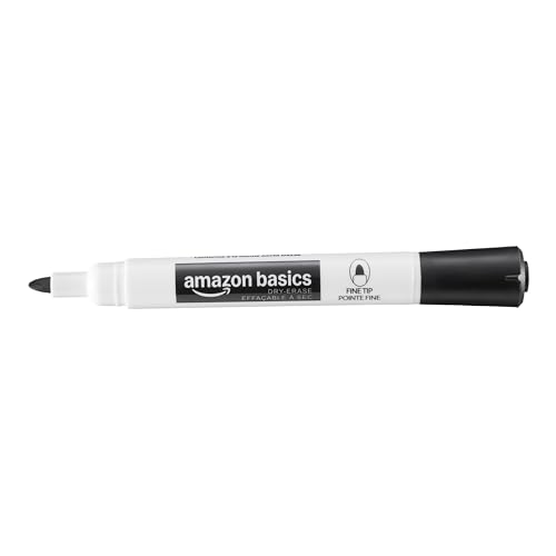 Image of Amazon Basics Low-Odor Dry Erase Whiteboard Markers, Fine Tip, Quick-Dry, Black, 36-Pack