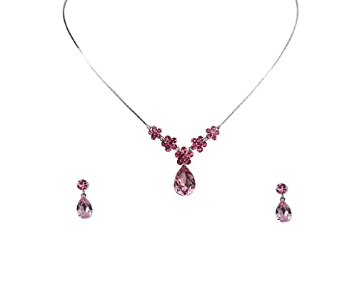 Image of Faship Gorgeous Rhinestone Crystal Floral Necklace Earrings Set