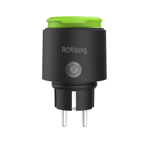 ROYOUNG WLAN Steckdose Outdoor IP44 Smart Zeitschaltuhr Aussenbereich 2,4GHz 16A mit Strommessung Kompatibel mit Alexa/Google Home, Stromverbrauch Messen, Sprachsteuerung, APP Fernsteuerung