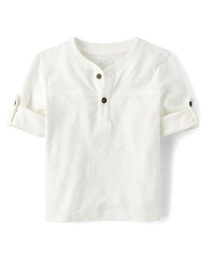 Image of The Children's Place Baby Boys' and Toddler Long Sleeve Rolled Cuff Henley Shirt