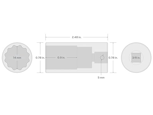 Image of TEKTON 3 /8 Inch Drive x 14 mm Deep 12-Point Impact Socket | SID13314