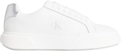 Calvin Klein Chunky Cupsole Laceup Lth Met Yw0Yw01948, Basso Top Donna, White (Bright White/Silver), 37 Eu