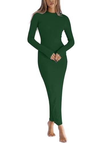 Image of Dressmine Women Long Sleeve Bodycon Maxi Dresses Sexy Wedding Party Pencil Dress Fall Trendy Casual Ribbed Midi Dress 2026